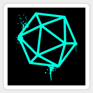 D20 Dice Neon Blue Green Tabletop RPG Gaming Sticker